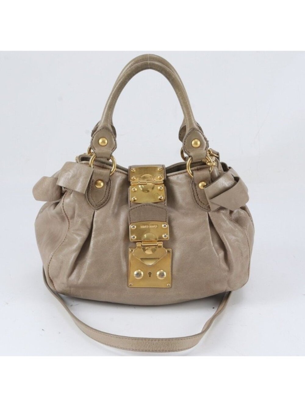 Miu Miu Side Ribbon Leather 2-Way Shoulder Bag Crossbody Hand